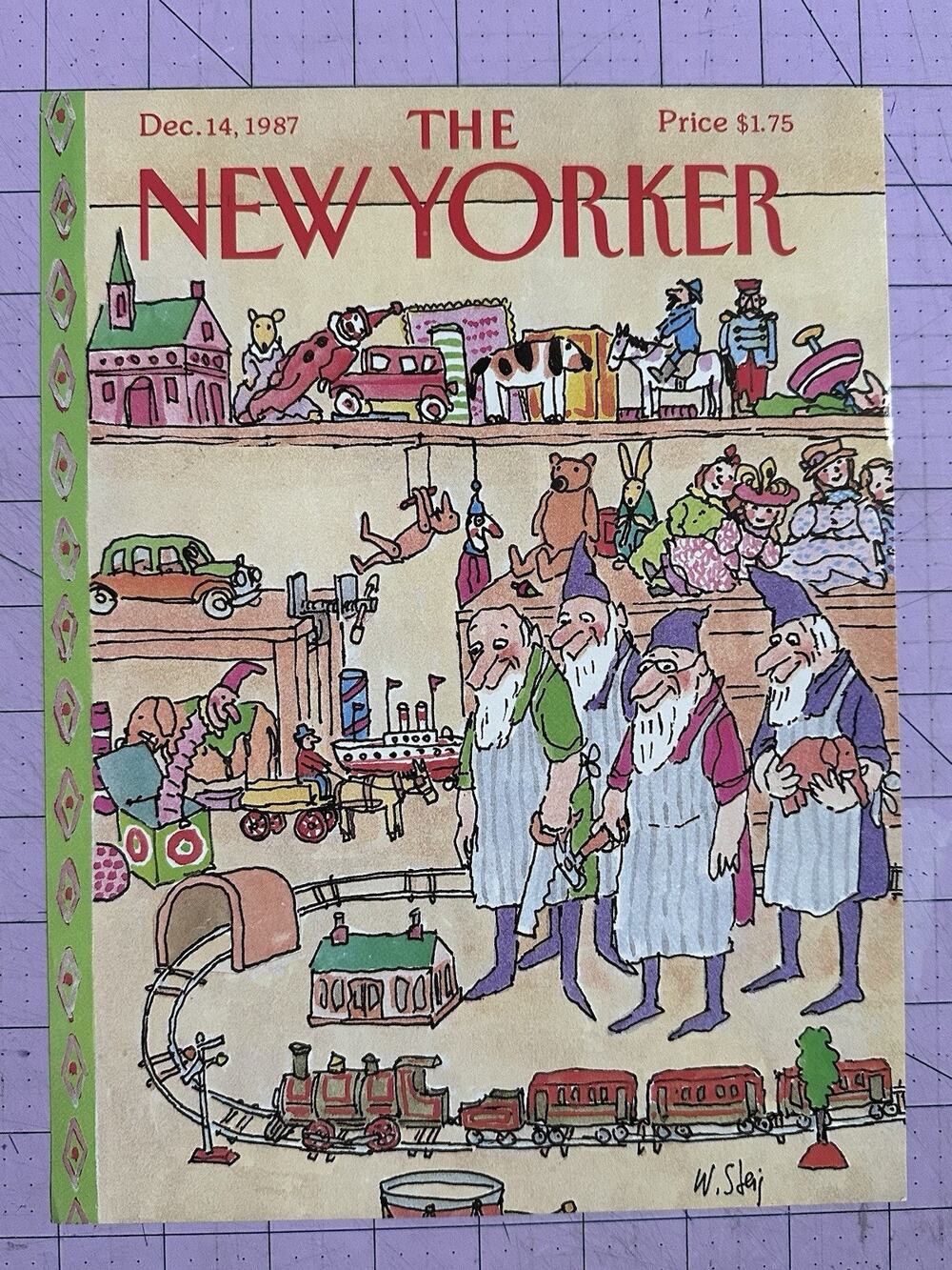 1987 December 14 The New Yorker COVER ONLY Christmas Toys Elves Steig